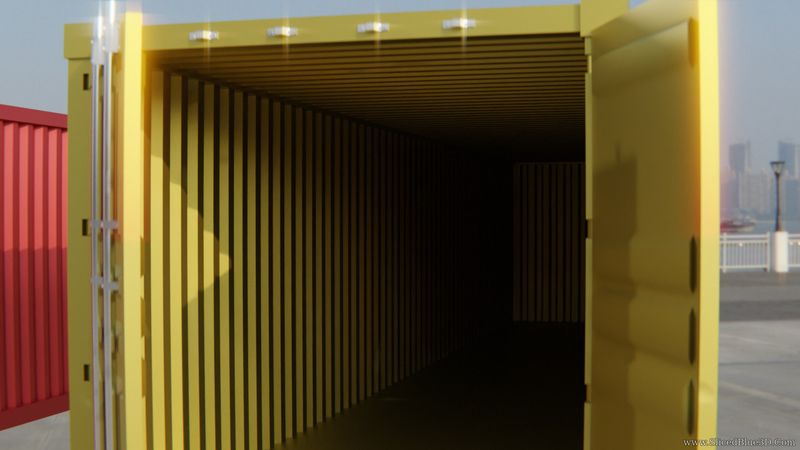 An empty yellow shipping container
