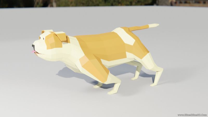 A running low poly dog