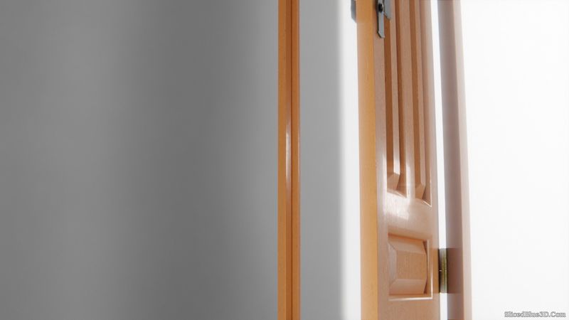 An opened wooden door from behind