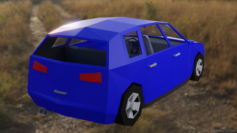 A low poly car from behind