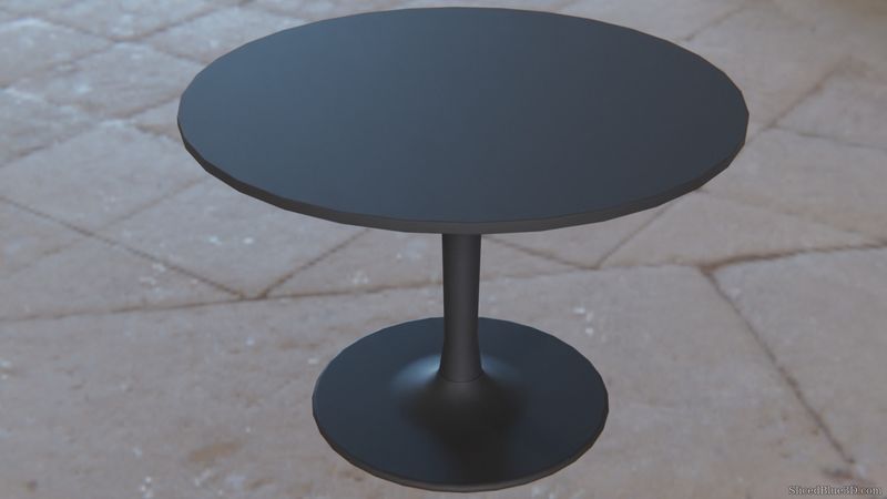 A black plastic round table